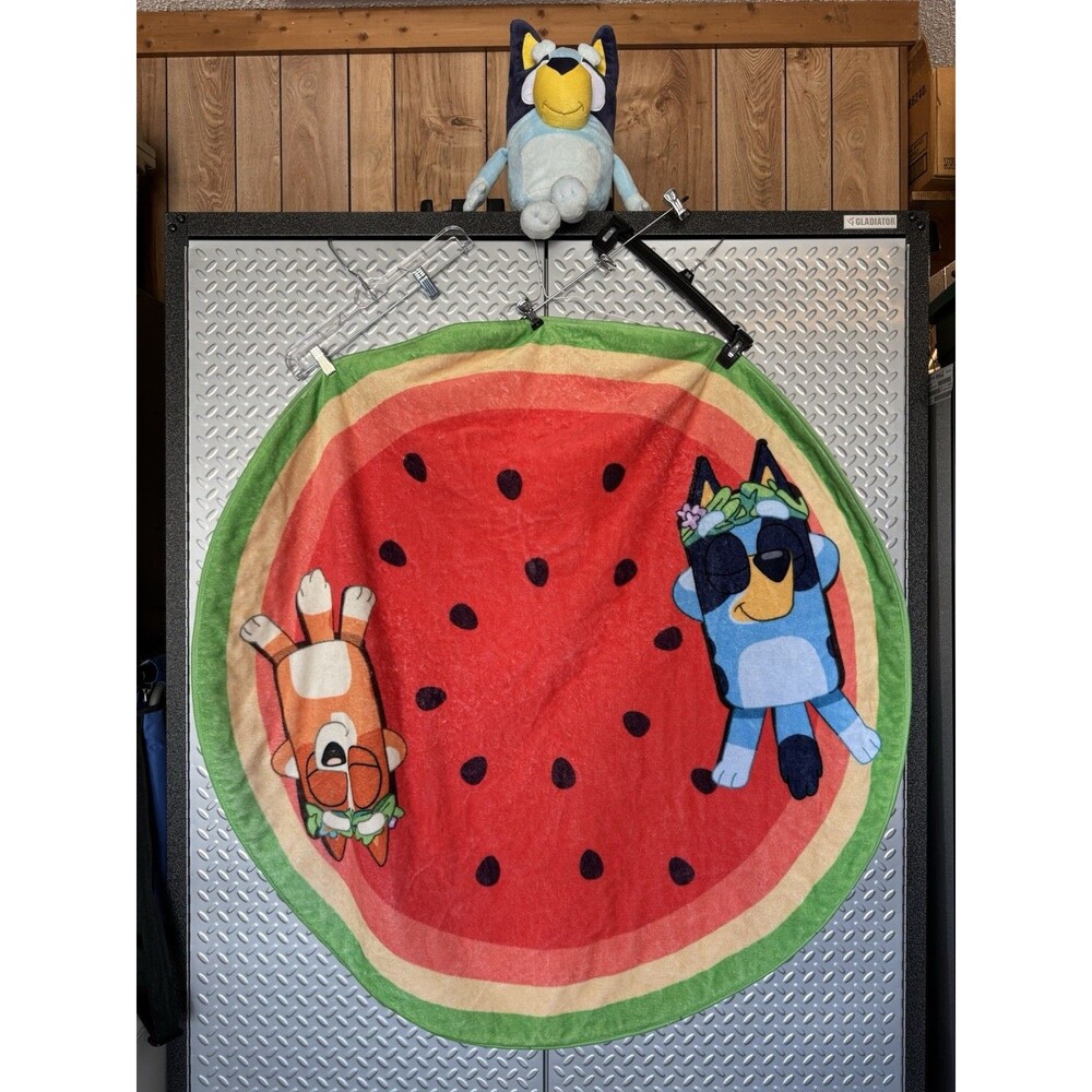Kids Bluey 18" Large Plush Dog And Watermelon Rug Size 3 Ft 10 Inches